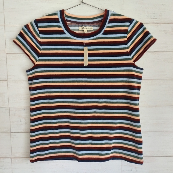 Madewell Stripe Velour Tee - Picture 8 of 11